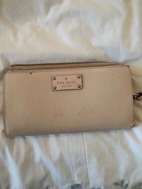 kate spade light blush leather zip wallet